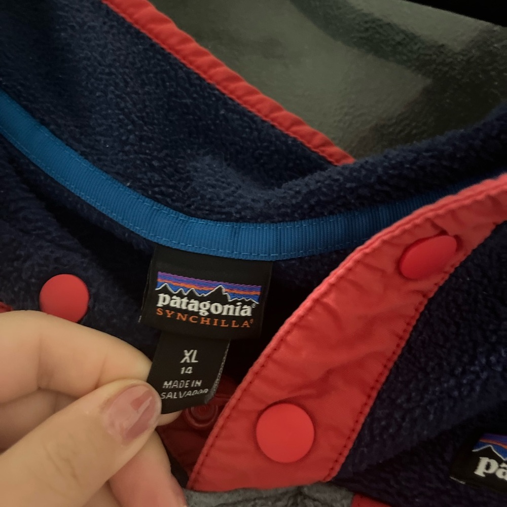 Patagonia Two-Tone Fleece Sweater - Navy and Gray - Picture 2 of 2